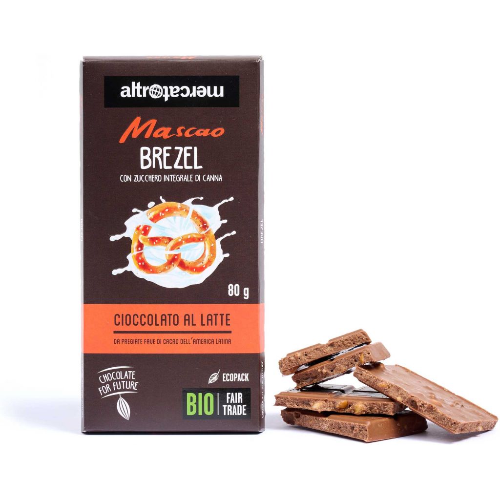 Cioccolato Mascao al latte con Brezel - bio - 80g