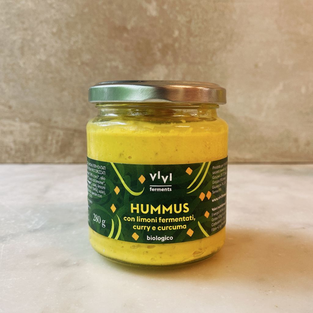 Hummus con limoni fermentati, curry e curcuma biologico