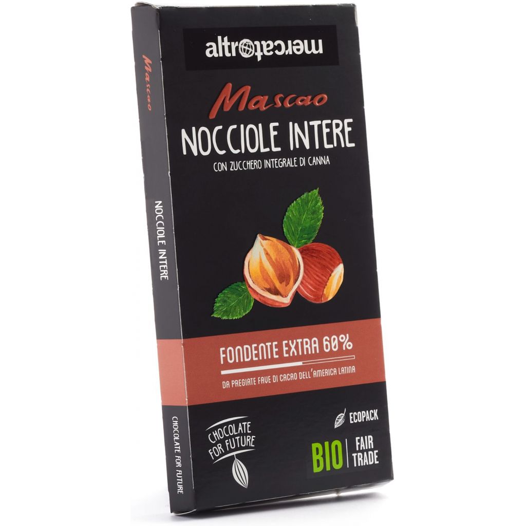 Cioccolato Mascao fondente extra con nocciole intere - bio - 100g